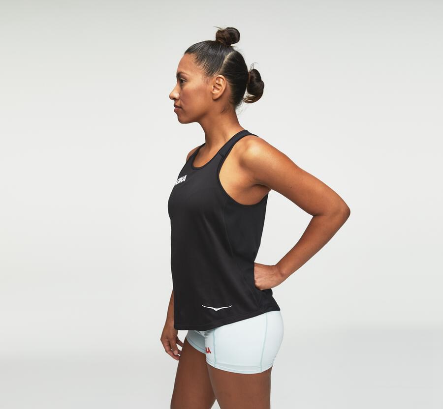 Hoka One One Womens Tops - Performance Tank - Black - MKVD98347